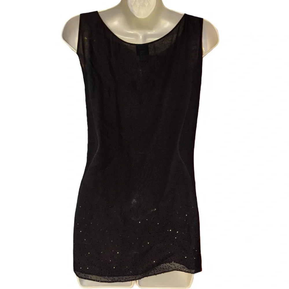 EILEEN FISHER 100% SILK SEQUIN EMBELLISHED FLOWY LIGHTWEIGHT TANK TOP BLOUSE - Picture 2 of 5